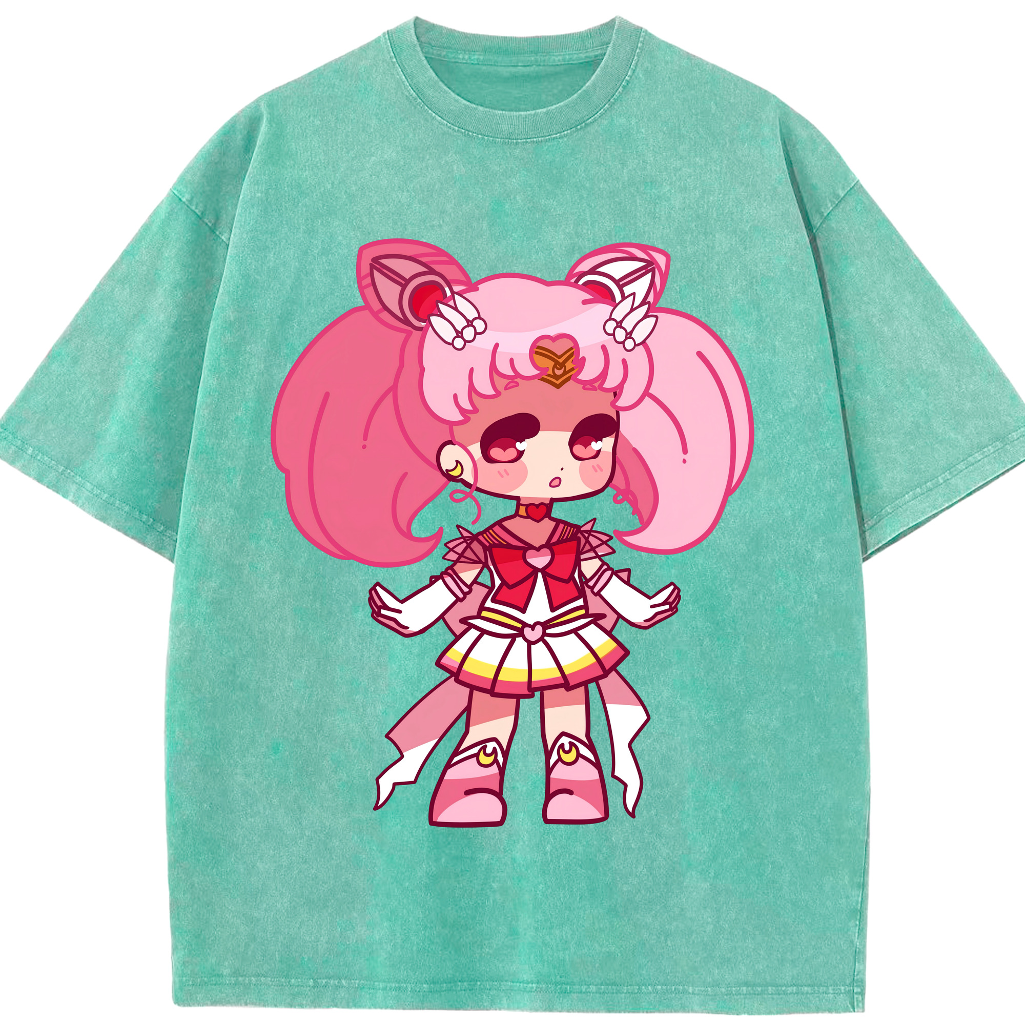 （画像用） 美少女戦士セーラームーン ちびうさ Sailor Moon Chibiusa Tsukino Usagi Small Lady Serenity 綿100% ヴィンテージ風 半袖Tシャツ（フロントプリント）